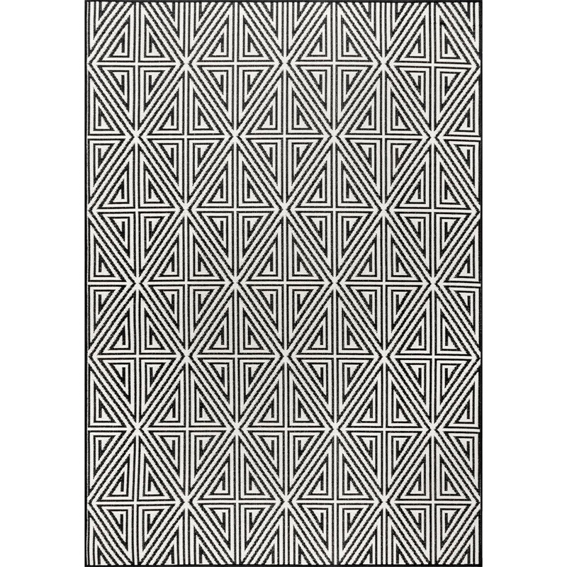 Cahuilla Geometric Black/White Indoor / Outdoor Area Rug Wade Logan Rug Size: Rectangle 5′ x 8′