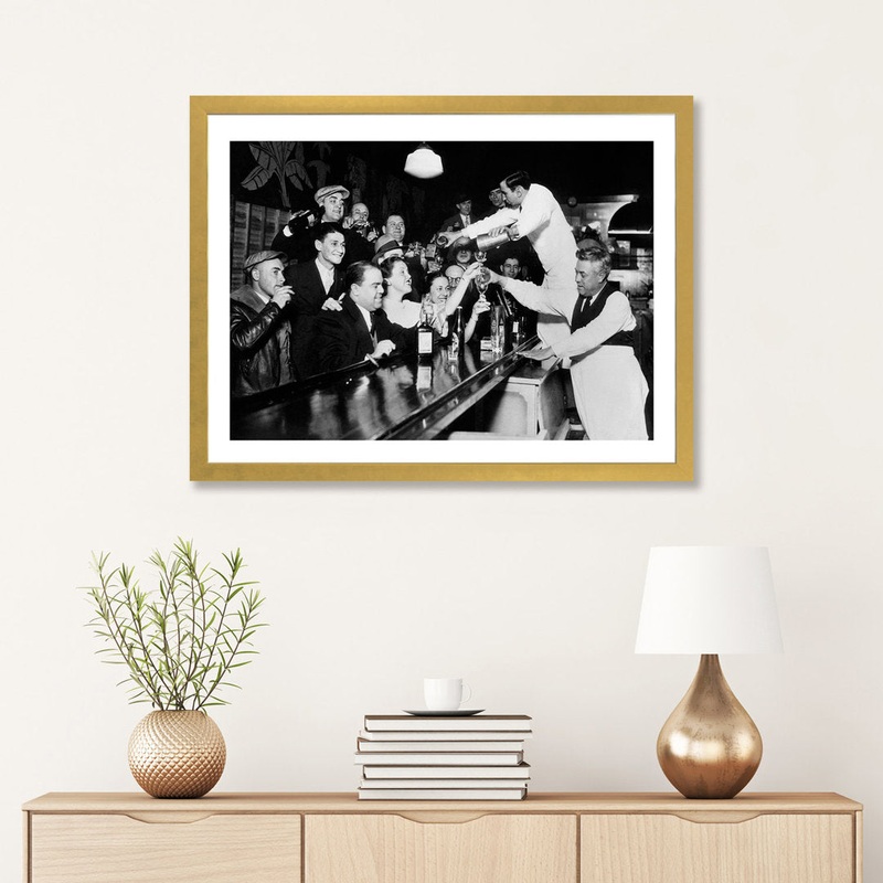 End of the Prohibition Party – Photograph Print East Urban Home Size: 24″ H x 32″ W x 1″ D Format: Gold Framed Paper