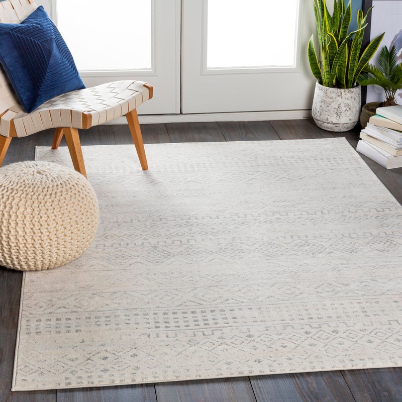 Herrod Machine Woven Gray/Ivory Area Rug Zipcode Design Rug Size: Square 7’10”