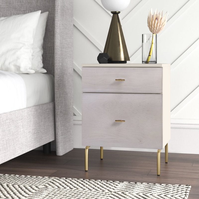 Linaris 2 – Drawer Nightstand Ivy Bronx Color: Cream/White Washed