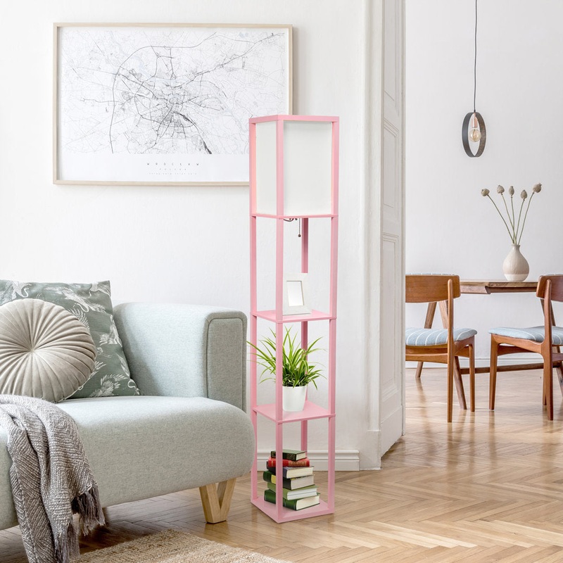 Abeyta 62.75″ Column Floor Lamp Mercury Row Teen Base Finish: Light Pink, Bulb Included: No