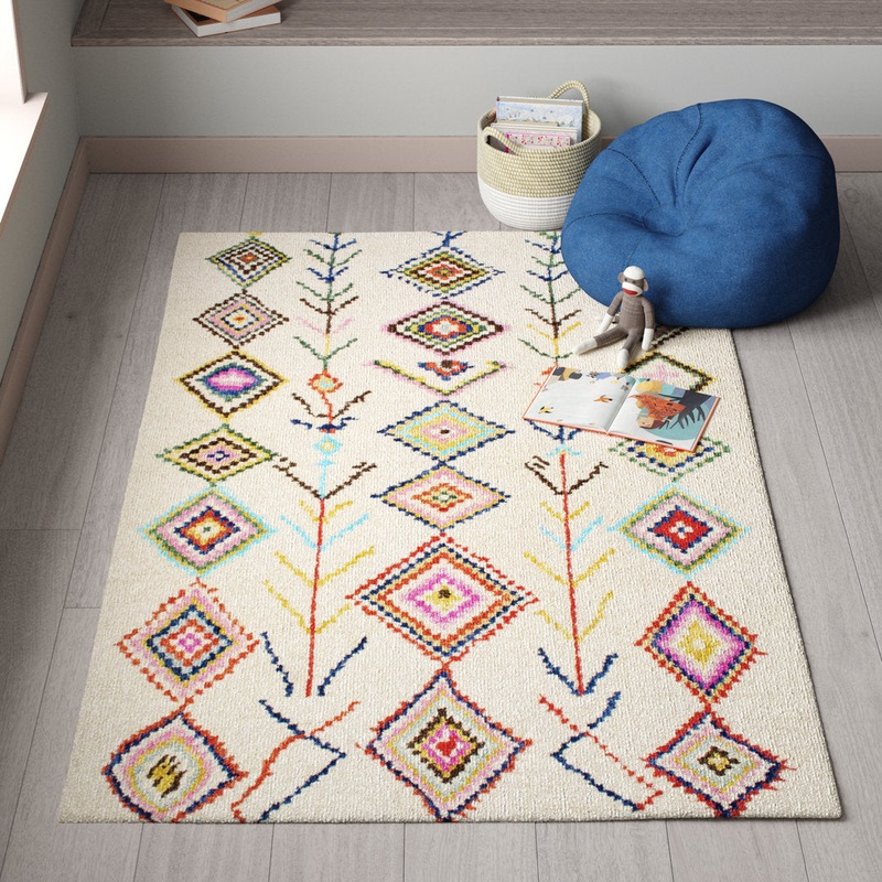 Agostini Handmade Tufted Wool Off-White Rug Mack & Milo Rug Size: Rectangle 8’6″ x 11’6″