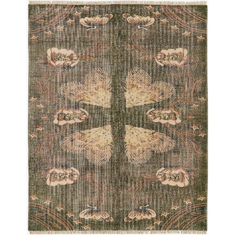 Ardito Hand Knotted Green New Zealand Wool Area Rug