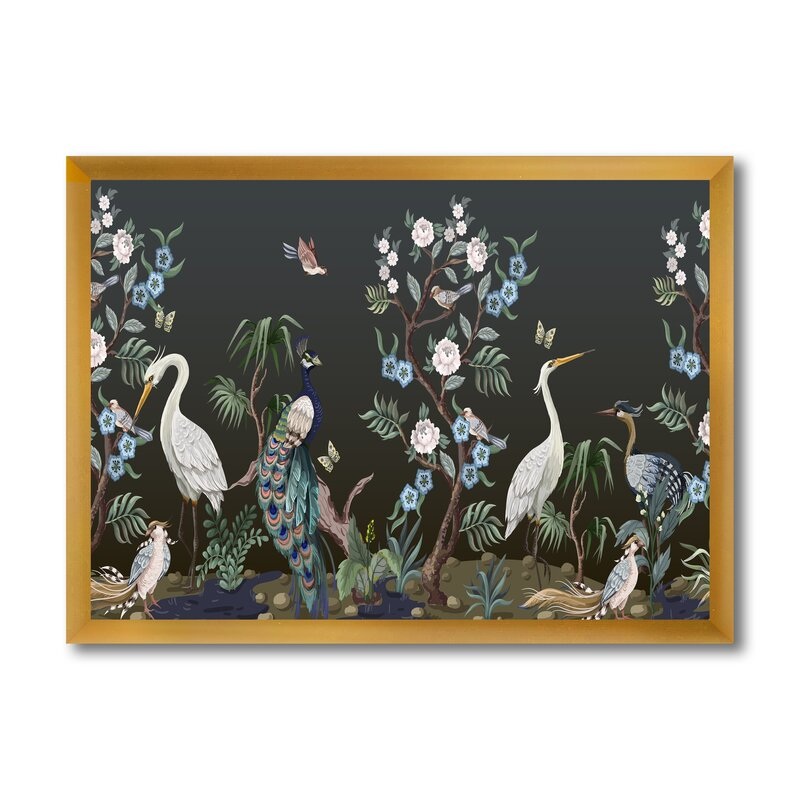Chinoiserie With Birds And Peonies With Frame-40″X30″