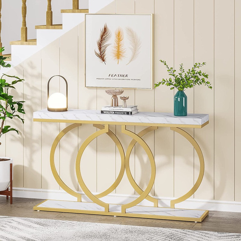 Herakles 55″ Console Table Mercer41 Color: White/Gold