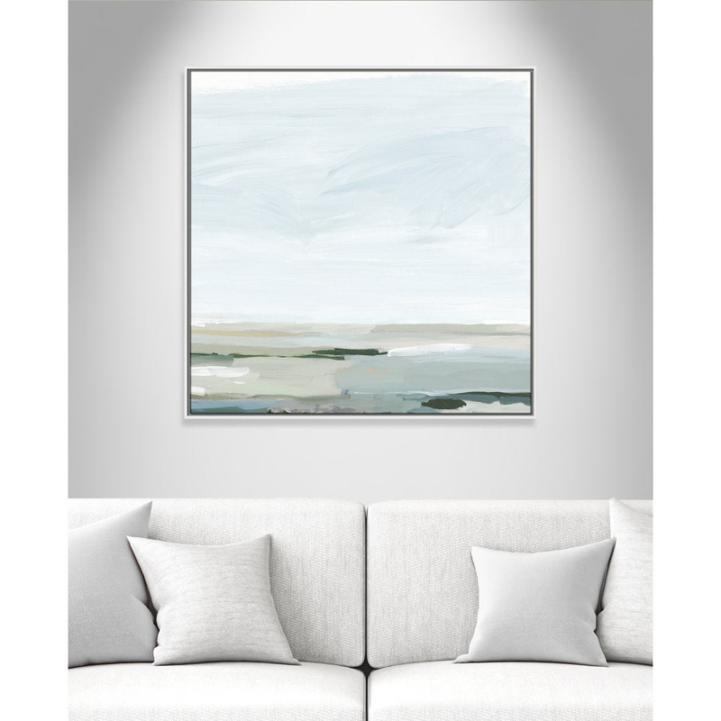 Pure Stillness – Floater Frame Painting Print on Canvas Joss & Main Size: 37.5″ H x 37.5″ W x 2″ D Format: White