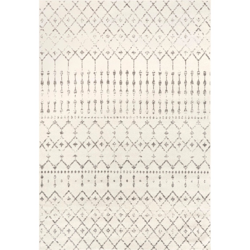 Giannini Geometric Moroccan Area Rug in Gray/ Off White Union Rustic Rug Size: Rectangle 3′ x 5′