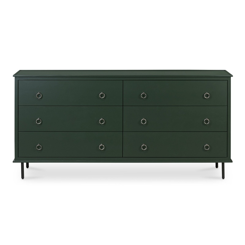 Modern Rustic 6-Drawer Chest with Embellished Handles