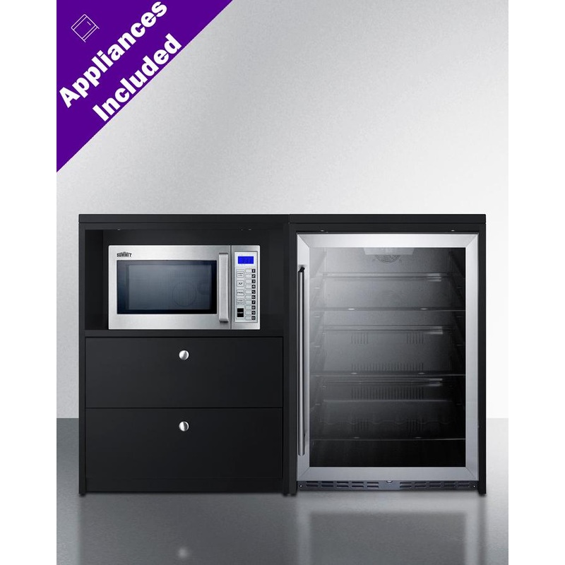 Summit CWSUITE52G 52″ Wide Casework Suite With Beverage Center And Microwave, Ada Height