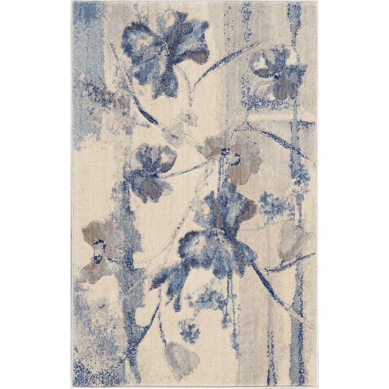 Arnim Floral Blue/Ivory Area Rug Lark Manor Rug Size: Rectangle 2’6″ x 4′