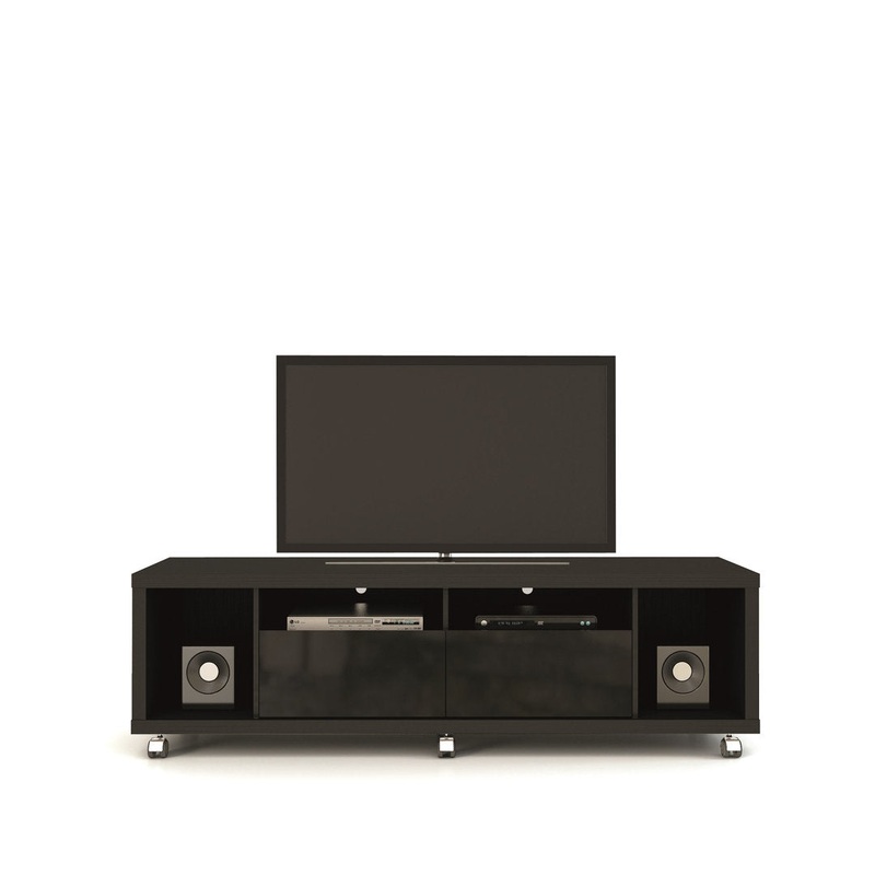 Bassetti TV Stand for TVs up to 60″ Brayden Studio Color: Black Gloss / Black Matte