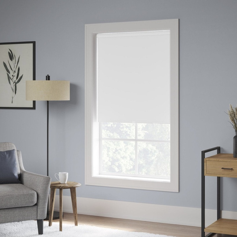 Blackout Cordless Roller Shade Symple Stuff Color: White Blind Size: 34.5″W x 74″L