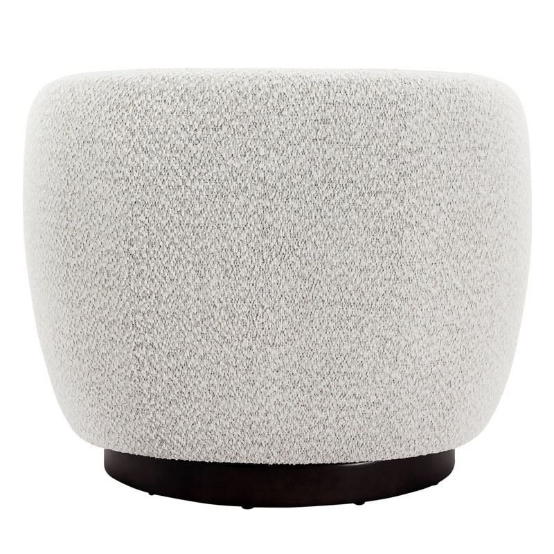 Marcy Upholstered Swivel Barrel Chair Joss & Main Leg Color: Espresso Fabric OR Leather Type: Azalea Beige Tweed