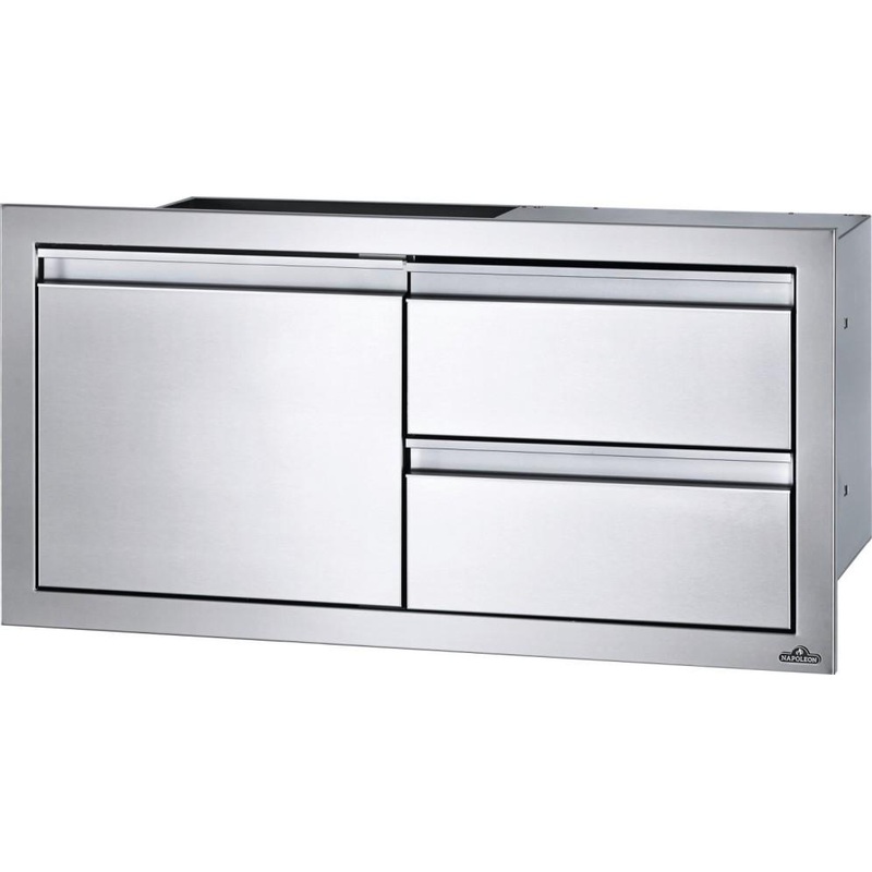 Napoleon Bbq BI36161D2DR 36 x 16 inch Single Door & Double Drawer Combo, Stainless Steel