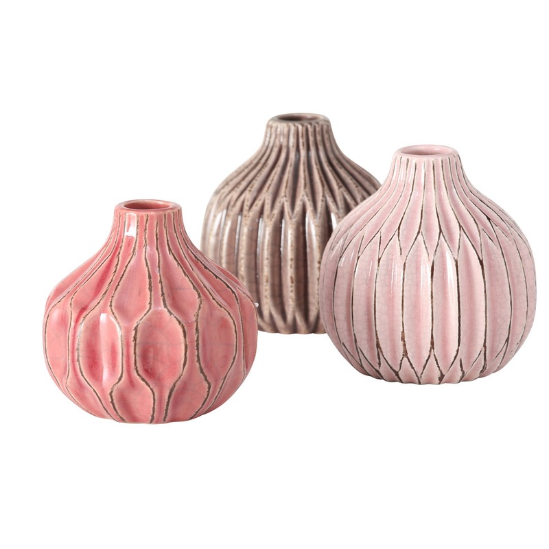 3 Piece Pink/Mauve/Rose Stoneware Table Vase Set Dakota Fields Color: Pink/Mauve/Rose