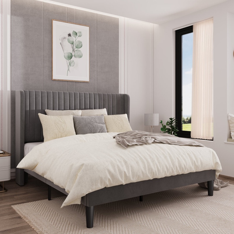 Candler Upholstered Platform Bed with Wingback Willa Arlo Interiors Color: Gray Size: Full