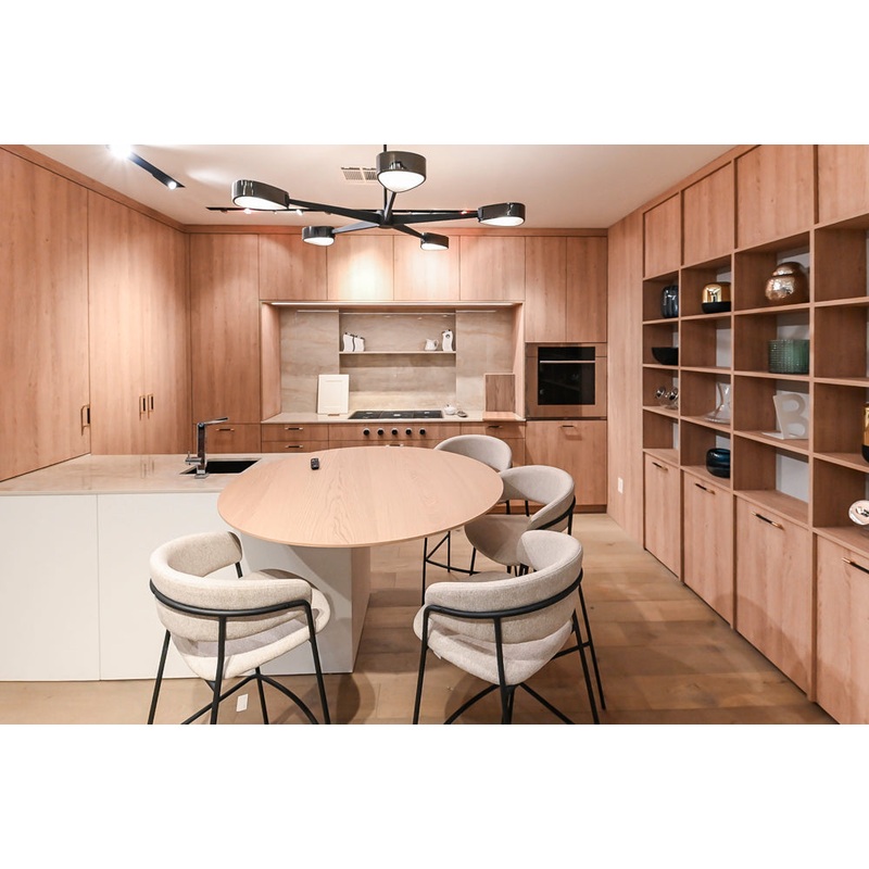 Custom Modern Kitchen with White Oak Look Kitchen Cabinetry with Dekton Countertops