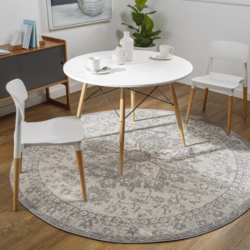 Hilyard Machine Oriental Gray Area Rug Laurel Foundry Modern Farmhouse Rug Size: Round 7’10”