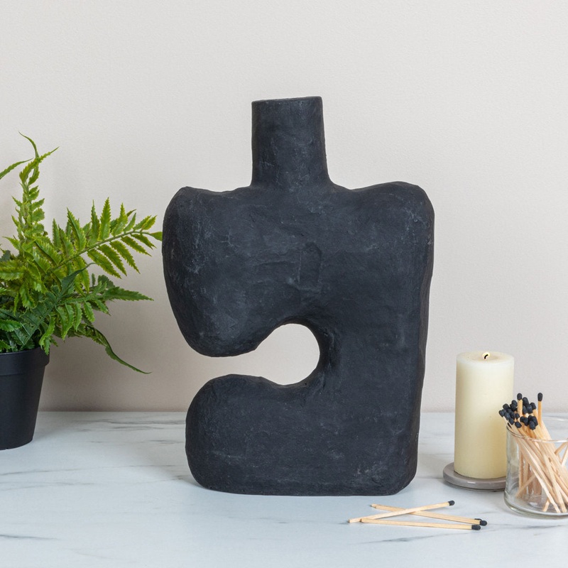 Amador Gray 14″ Stoneware Table Vase AllModern Color: Black