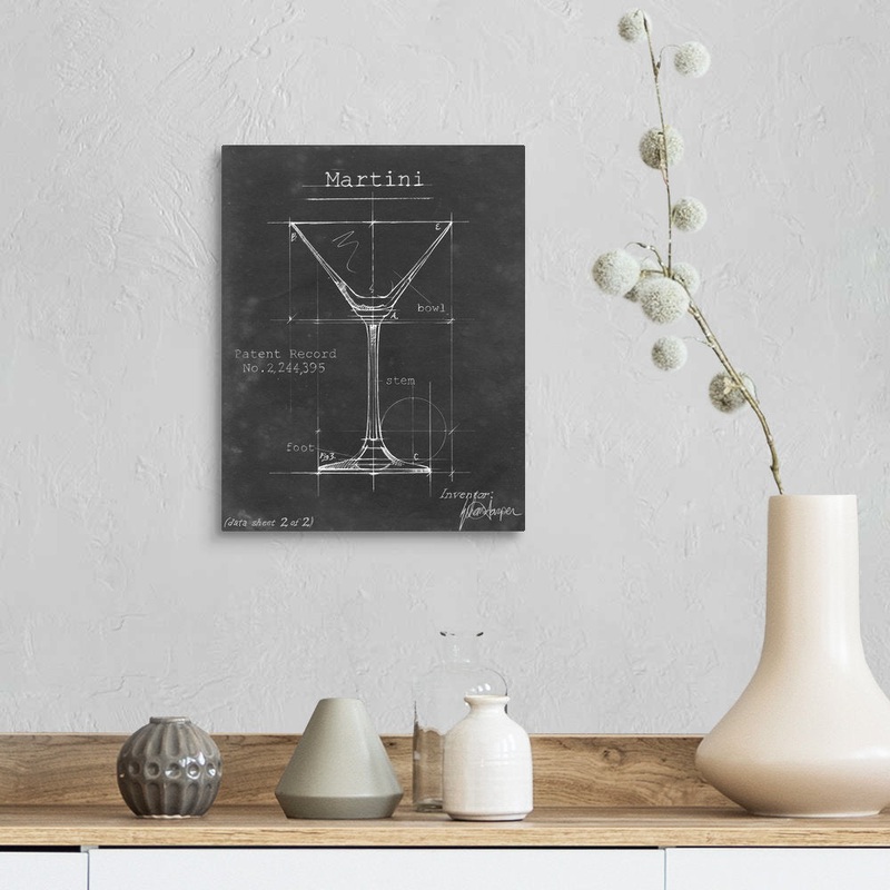 Barware Blueprint V – Graphic Art Print on Canvas 17 Stories Size: 14″ H x 11″ W x 1.25″ D Format: Wrapped Canvas