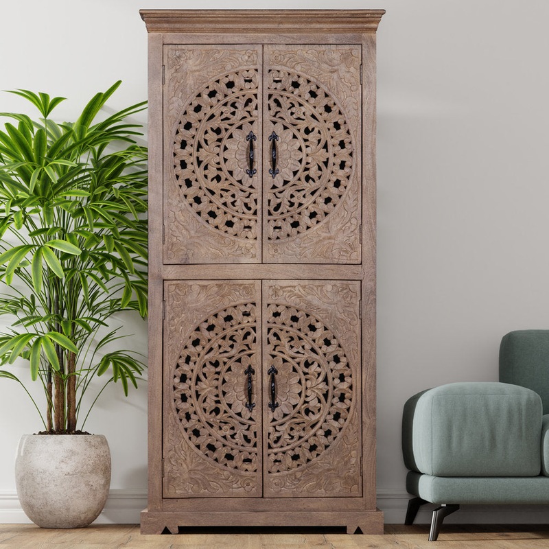 Santillanes Carved Armoire Bungalow Rose Color: Smoke Gray