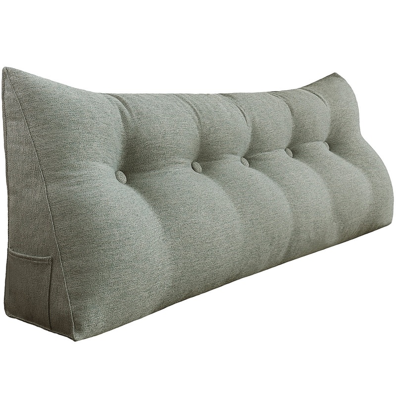 Sit-up Back Comfort Large Triangular Bolster Headboard Reading Wedge Pillow Versatile Bed Rest Positioning Support WOWMAX Color: Gray Size: 20″H x 59″W