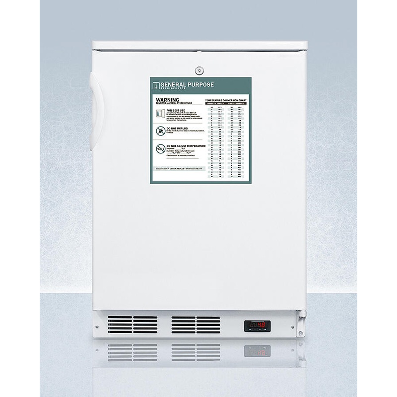 Summit FF7LWGP Commercially Listed Freestanding All-Refrigerator For General Purpose Use, With Front Lock, Automatic Defrost Operation And White Exterior