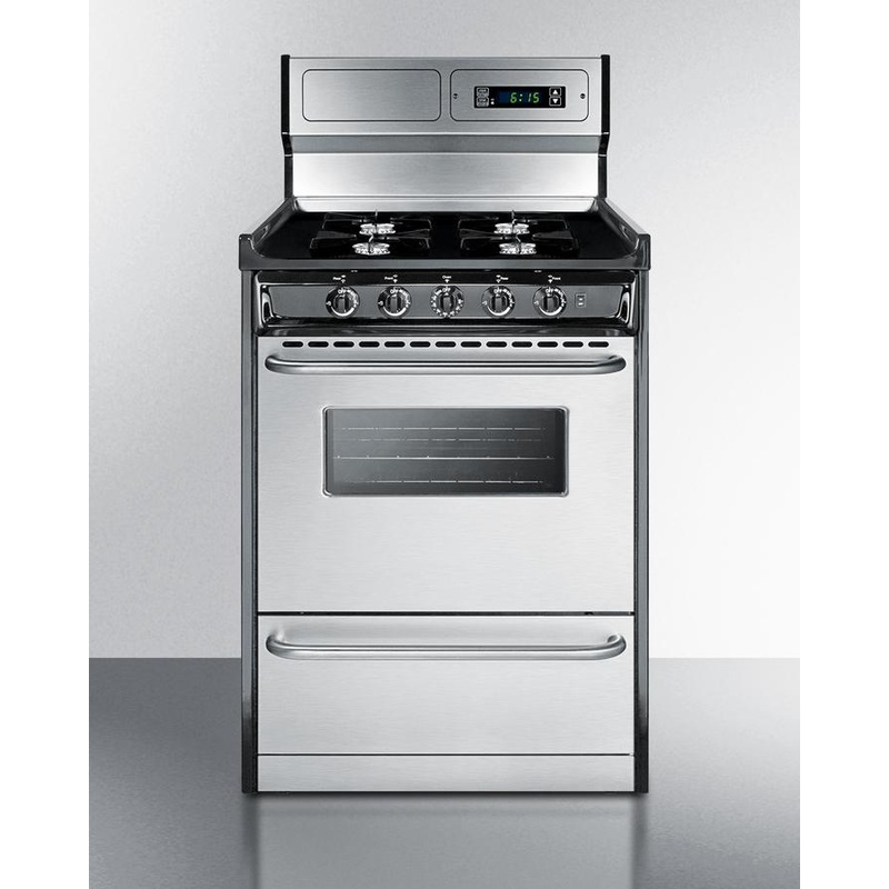Summit TNM6307BKW 24″ Wide Gas Range, Open Burners