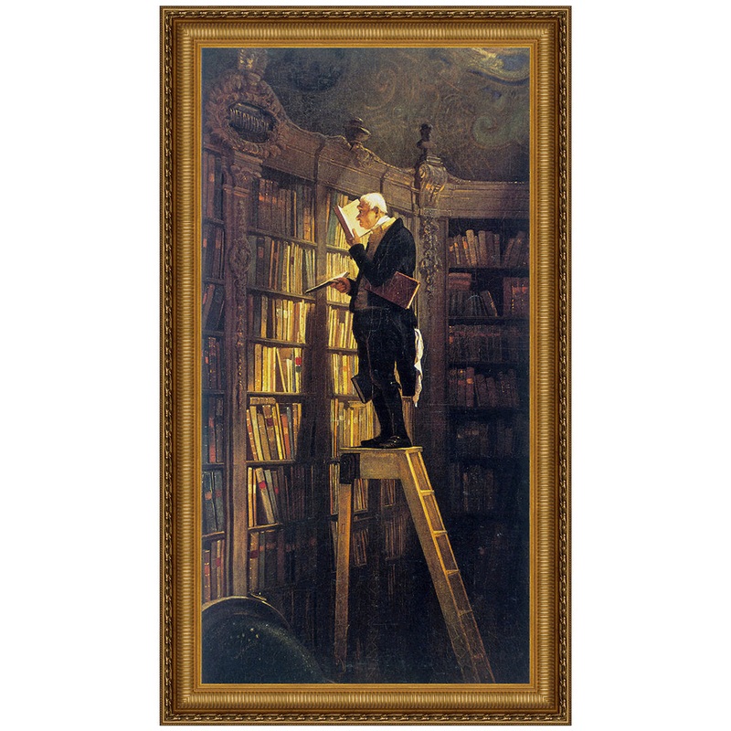 The Bookworm, 1850 by Karl Spitzweg Framed Painting Print Vault W Artwork Size: 31.25″ H x 20.25″ W x 1.875″ D