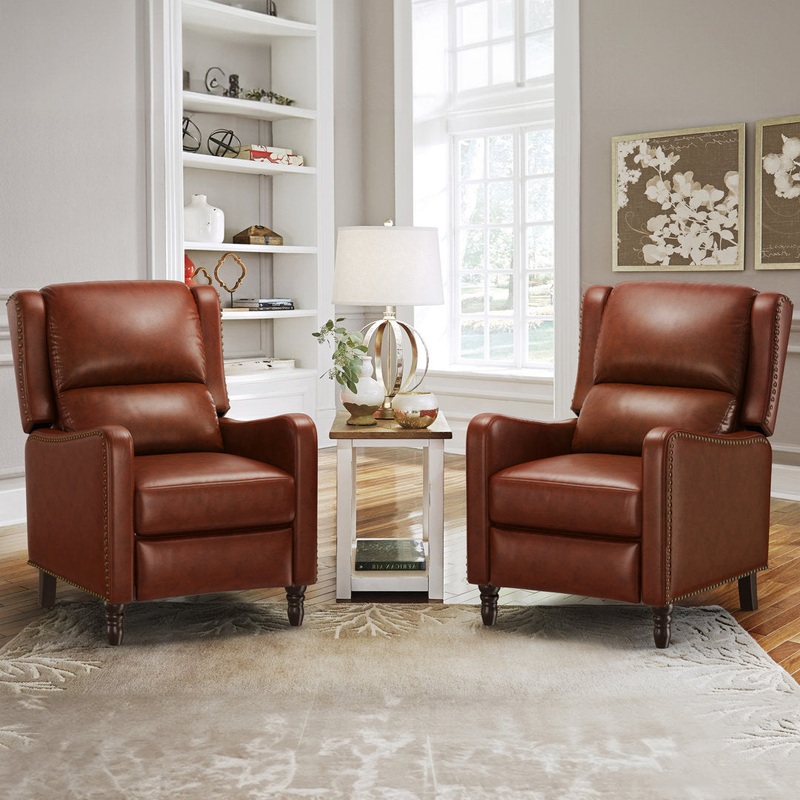 Archibaldo Genuine Leather Recliner Lark Manor Leather Type: Brown Genuine Leather