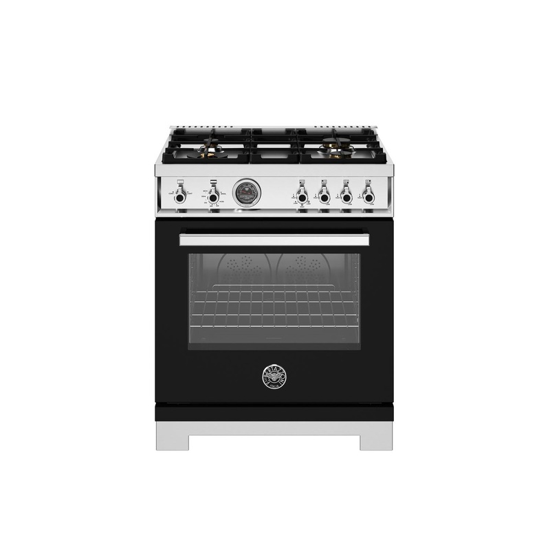 Bertazzoni PRO304BFGMNET 30 Inch All Gas Range, 4 Brass Burners Nero