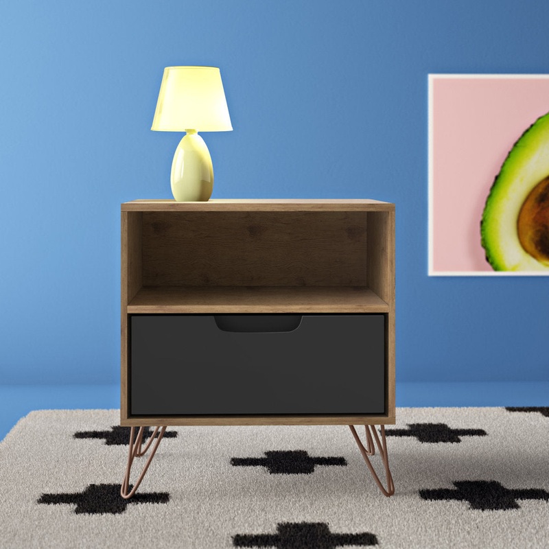 Darbie Drawer Nightstand Zipcode Design Color: Nature/Textured Gray Quantity: Set of 2