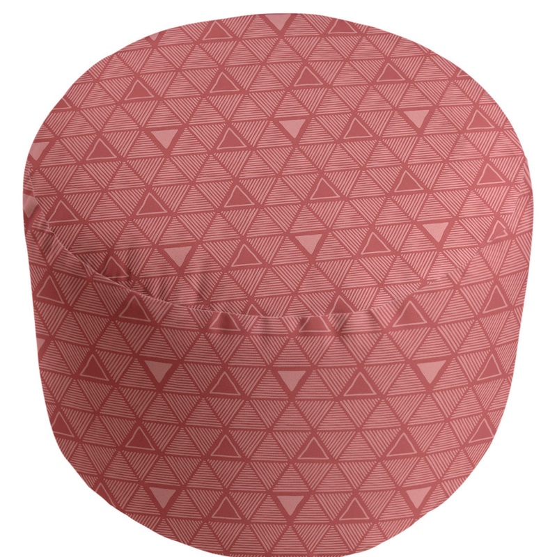 Full Color Hand Drawn Triangles Pouf East Urban Home Upholstery Color: Medium Red
