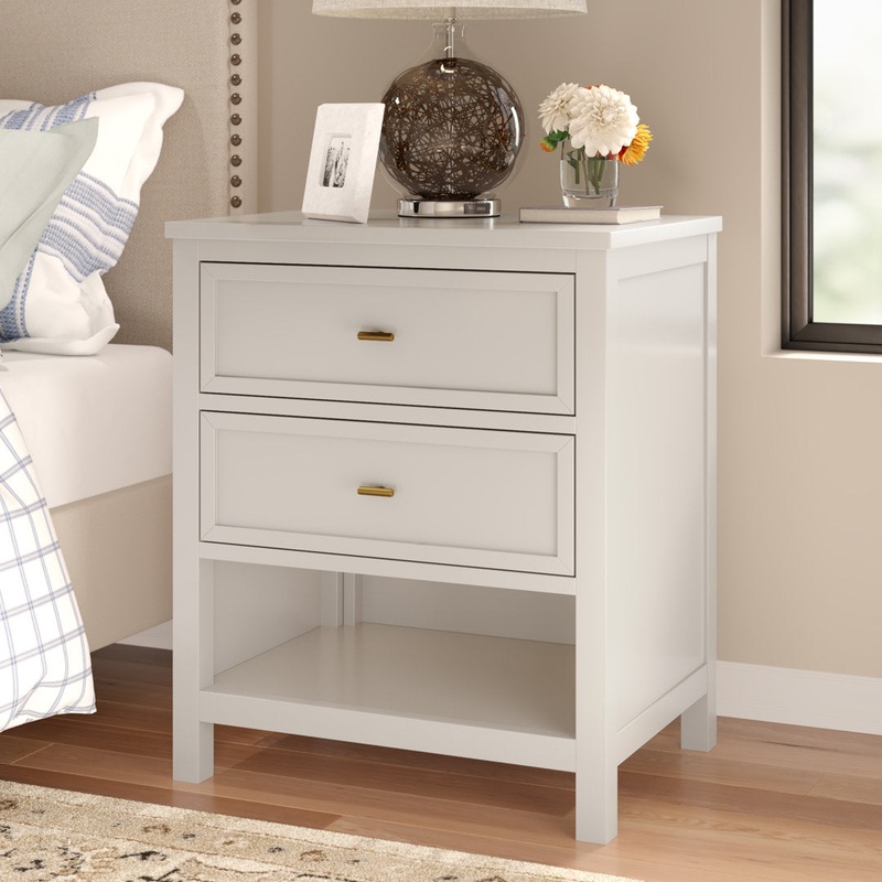 Kowalsky 2 Drawer Nightstand Three Posts Color: Bleached White