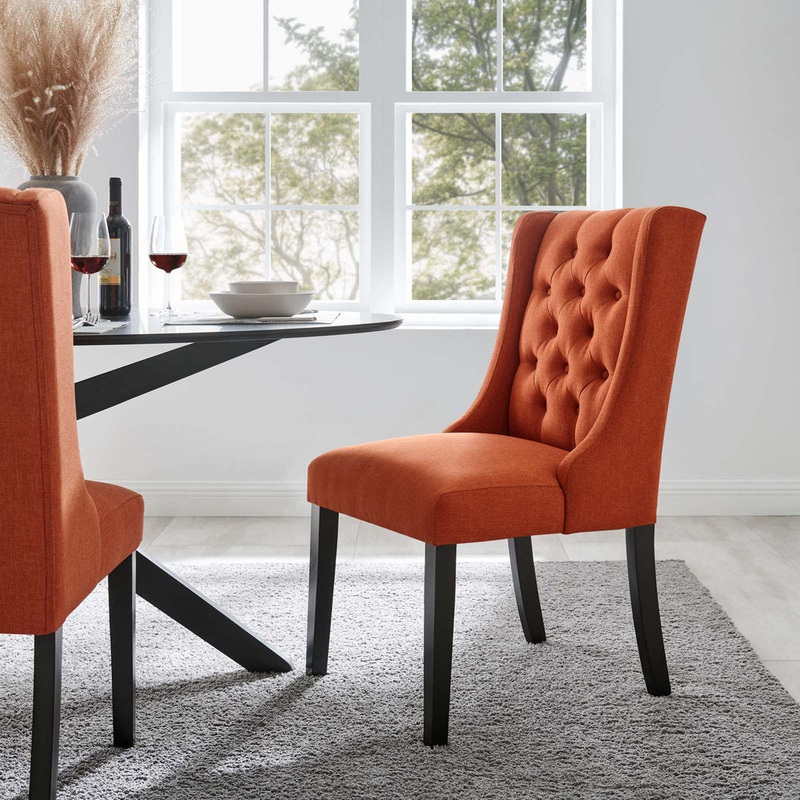 Modway Baronet Button Tufted Fabric Dining Chair Modway Upholstery Color: Orange
