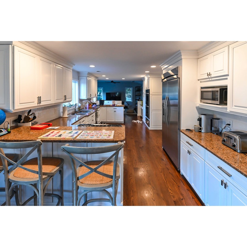 Traditional White Kitchen with Desk Area