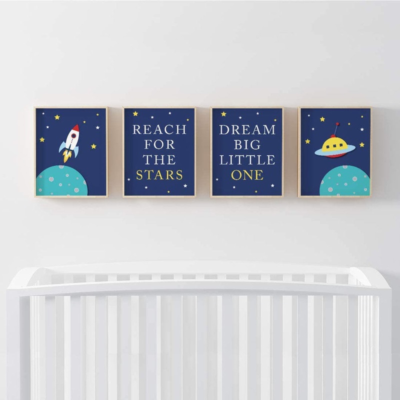 Wisner Rocket Ship 4-Piece Set Paper Print Zoomie Kids