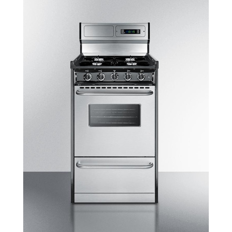 Summit TNM1307BKW 20″ Wide Gas Range, Open Burners