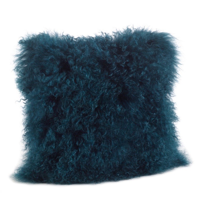 Iyana Lamb Wool Square Cover & Insert AllModern Color: Teal Size: 16″ x 16″