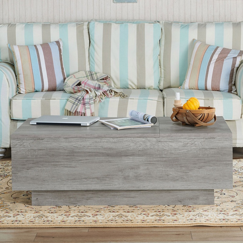 Kianna Lift Top Block Coffee Table with Storage Steelside Color: Vintage Gray Oak