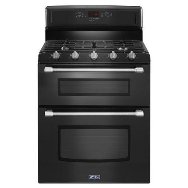 Maytag 30-inch Wide Double Oven Gas Range with Power Burner – 6.0 cu. ft. – Black