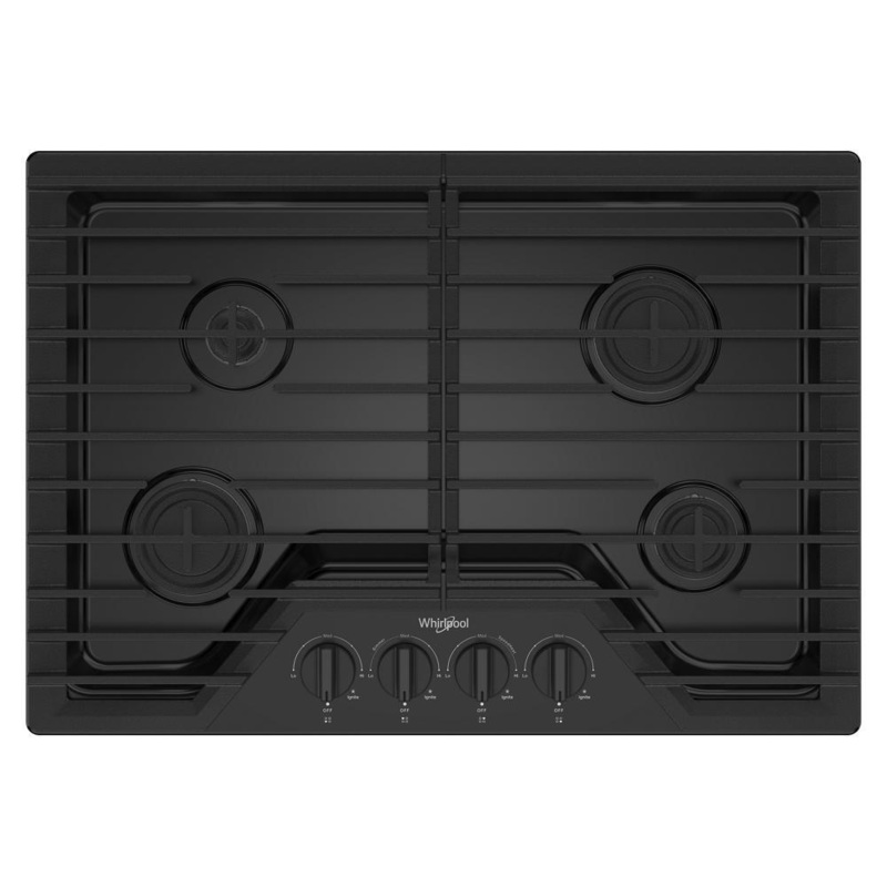 Whirlpool WCGK3030PB 30-inch Gas Cooktop with SpeedHeat Burners