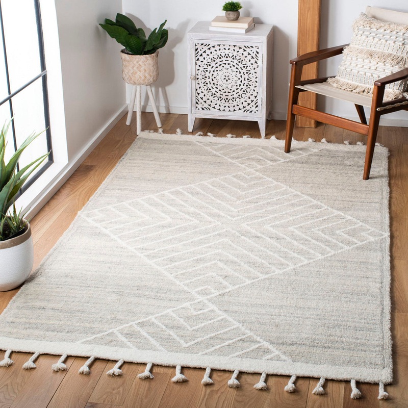 Adelia Geometric Hand Tufted Wool Beige Area Rug Steelside Rug Size: Rectangle 5′ x 8′