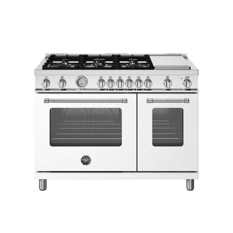 Bertazzoni MAS486GGASBIV 48 Inch All Gas Range, 6 Burner And Griddle Bianco Matt