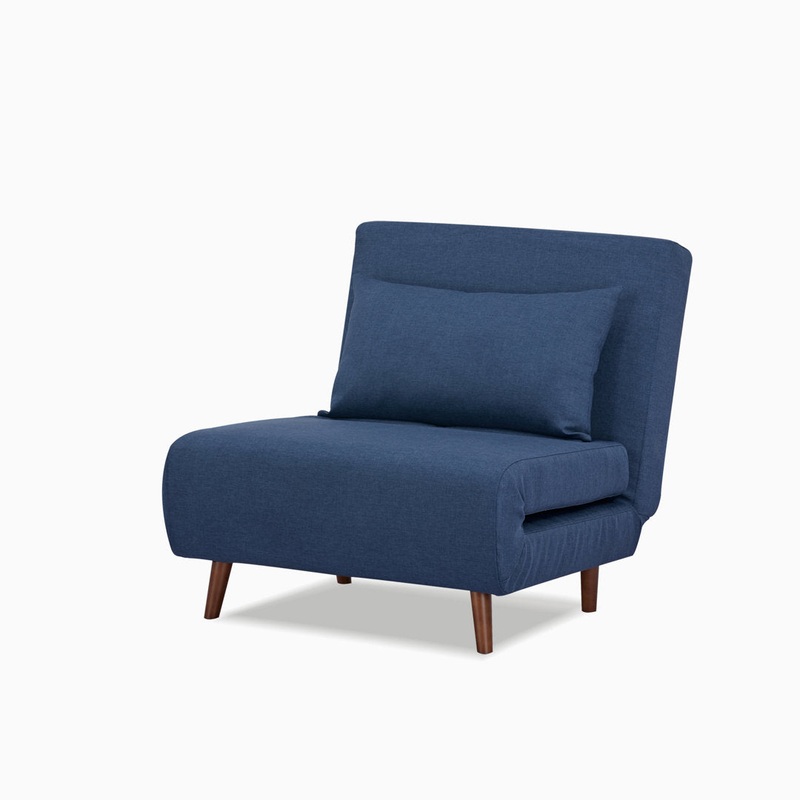 Jacquelyn 30.31″ Wide Convertible Chair Mercury Row Teen Leg Color: Coffee Fabric: Blue Polyester