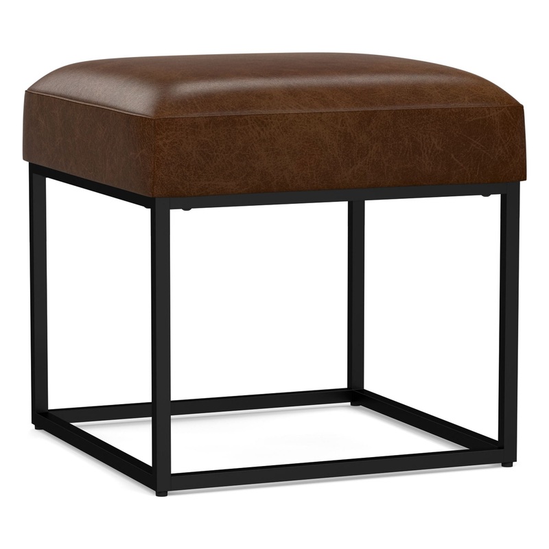 Millie Leather Square Accent Stool
