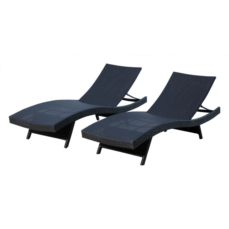 Mirabel 79” Long Reclining Single Chaise (Set of 2) Etta Avenue Color: Black