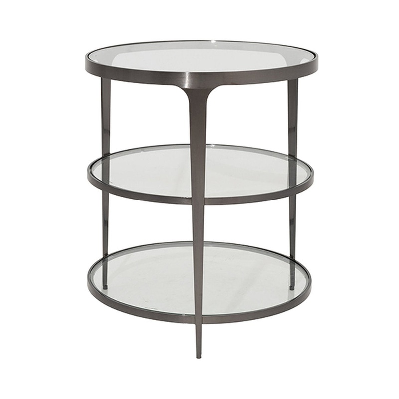 Vienna 26” Tall Glass 3 Legs End Table Worlds Away Table Base Color: Gunmetal