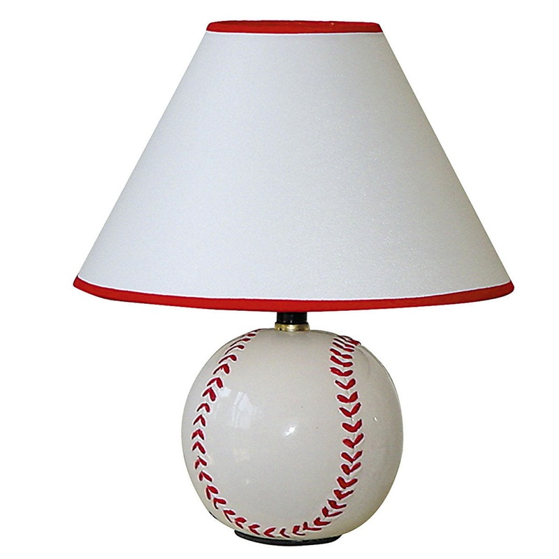 12″ Ceramic Baseball Sports Table Lamp With Empire Shade Orren Ellis Base Color: White