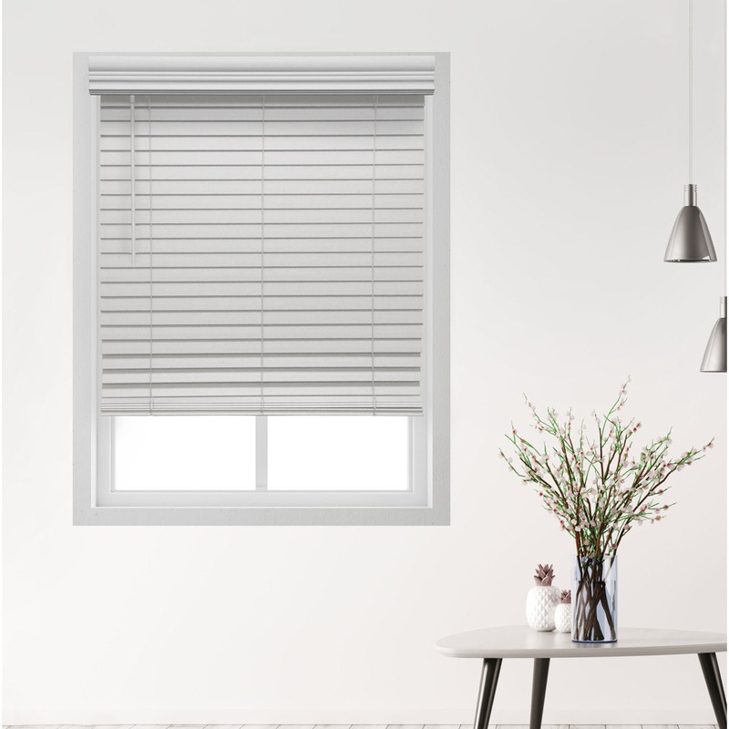 2.5 ” Room Darkening Cordless Faux Wood Blind Symple Stuff Color/Finish: White Length: 48″, Width: 51.5″